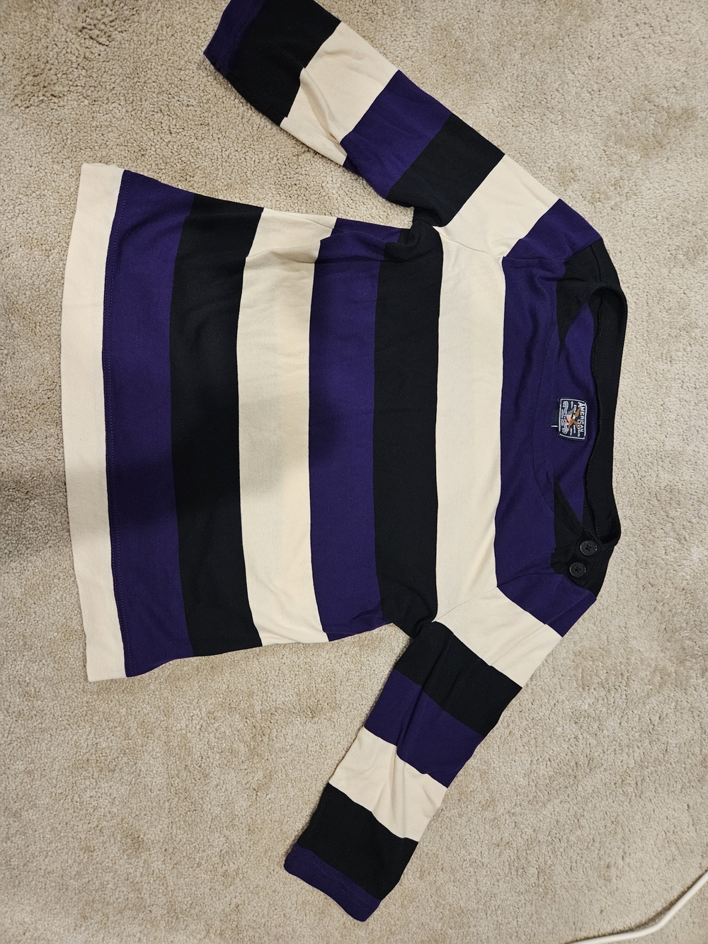 American Living Purple and Black Striped Top XL